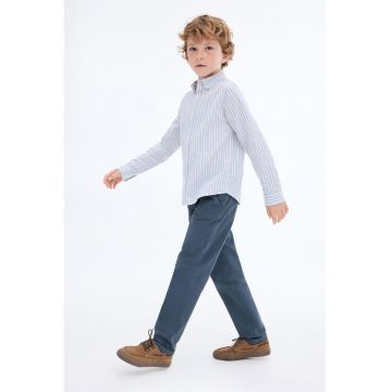 Pantaloni cu croiala dreapta si talie ajustabila - Albastru petrol