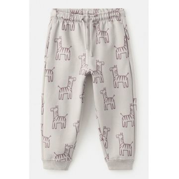 Pantaloni cu model si snur - Gri deschis