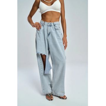 Pantaloni dama -  Garbo Destroy - albastru-cenusiu - denim