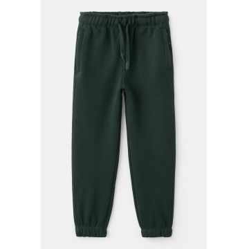 Pantaloni de trening cu snur in talie - Verde padure