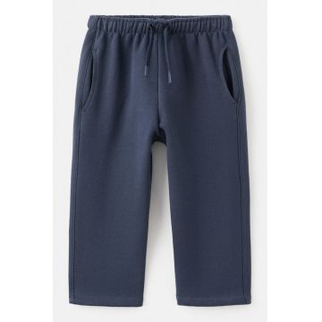 Pantaloni de trening din amestec de bumbac cu model uni - Albastru ultramarin