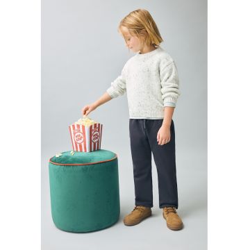 Pantaloni de trening din amestec de bumbac cu model uni - Bleumarin