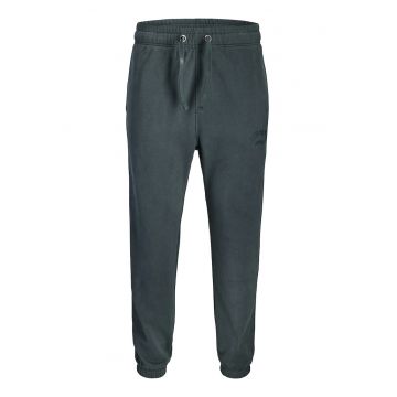 Pantaloni de trening din bumbac organic cu talie ajustabila - Verde persan