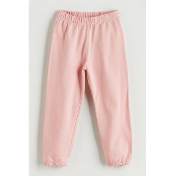 Pantaloni de trening uni de bumbac - Roz somon