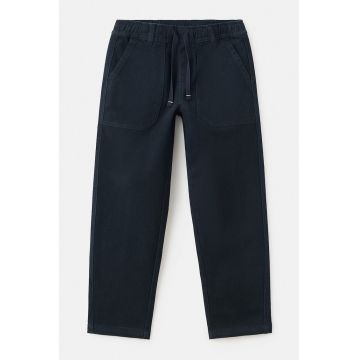 Pantaloni din amestec de bumbac cu snur in talie - Bleumarin