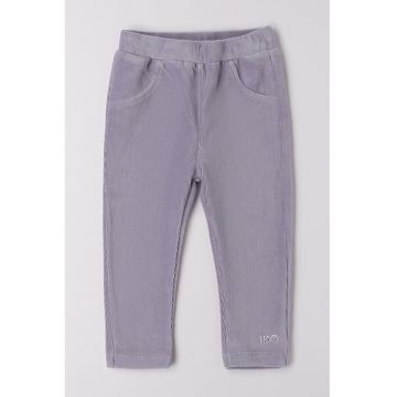 Pantaloni din amestec de bumbac cu talie elastica - Albastru lavanda