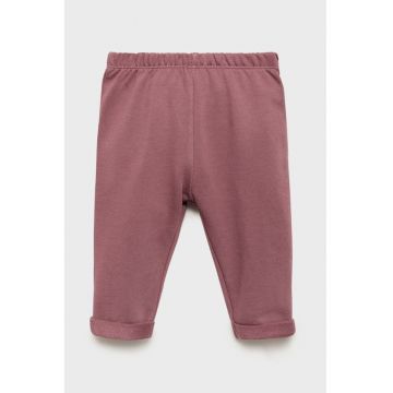 Pantaloni din bumbac cu model uni - Roz prafuit