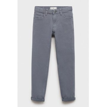 Pantaloni drepti cu model uni - Gri cenusiu