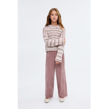 Pantaloni drepti din bumbac - Roz prafuit