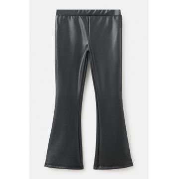 Pantaloni evazati din piele ecologica - Negru