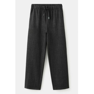 Pantaloni jogger cu model herringbone - Gri antracit