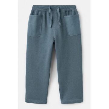 Pantaloni jogger din bumbac cu snur - Albastru petrol