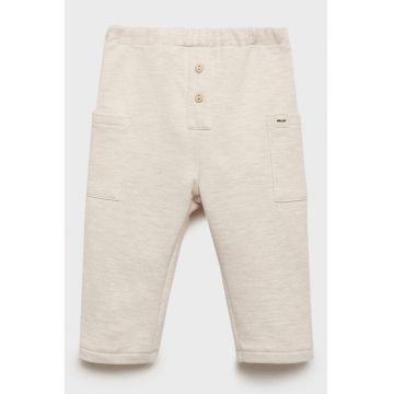 Pantaloni lungi cu banda elastica in talie - Bej deschis