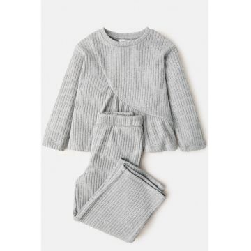 Pantaloni relaxed fit striati - Gri melange