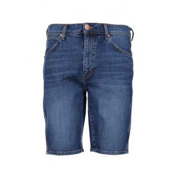 Pantaloni scurti din denim cu aspect decolorat - Albastru inchis