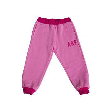 Pantaloni sport din amestec de bumbac cu logo - Fucsia