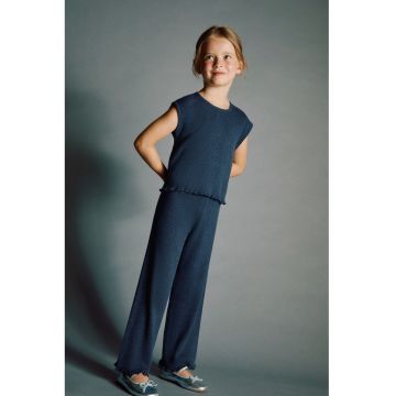 Pantaloni striati tricotati - Gri carbune