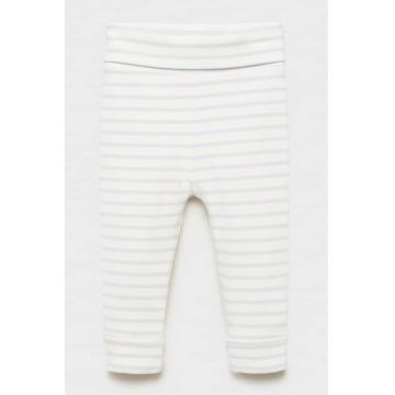 Pantaloni tricotati cu dungi - Albastru pastel/Alb murdar