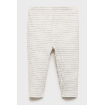 Pantaloni tricotati cu talie inalta - Alb fildes