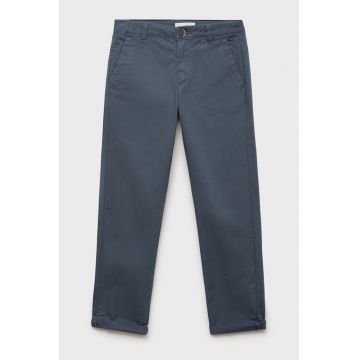 Pantaloni uni din amestec de bumbac - Gri carbune