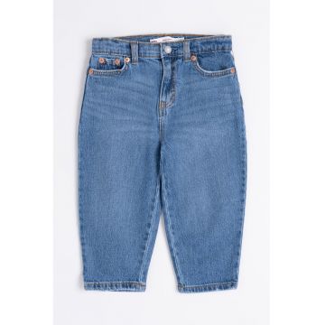 Blugi baggy barrel cu talie inalta