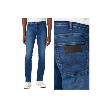 Blugi Barbati -  Greensboro - Straight Fit - Talie Medie - Fermoar - Lungi - 5 Buzunare - Bumbac - Elastan - Albastru - Albastru