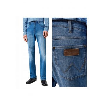 Blugi Barbati -  Horizon - Straight Fit - Talie Inalta - Fermoar - Lungi - 5 Buzunare - Bumbac - Elastan - W30-L34 US - Albastru