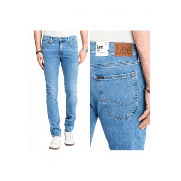 Blugi Barbati -  Luke - Slim Fit - Talie Medie - Fermoar - Lungi - 5 Buzunare - Bumbac - Elastan - Albastru - Albastru