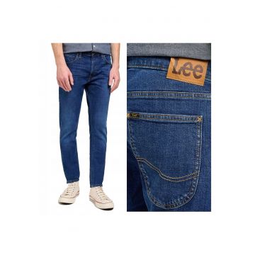 Blugi Barbati -  Luke - Slim Fit - Talie Medie - Fermoar - Lungi - 5 Buzunare - Bumbac - W31-L34 US - Albastru