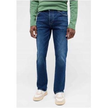 Blugi Barbati -  Michigan - Straight Fit - Talie Medie - Fermoar - Lungi - 5 Buzunare - Bumbac - Elastan - W32-L32 US - Albastru