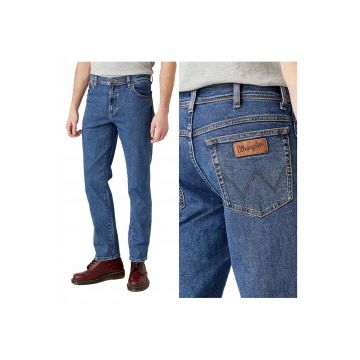 Blugi Barbati -  Texas - Slim Fit - Talie Medie - Fermoar - Lungi - 5 Buzunare - Bumbac - Elastan - W31-L34 US - Albastru