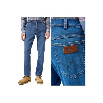 Blugi Barbati -  Texas - Straight Fit - Talie Medie - Fermoar - Lungi - 5 Buzunare - Bumbac - Elastan - W32-L36 US - Albastru