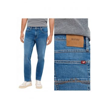 Blugi Barbati -  Washington - Straight Fit - Talie Medie - Fermoar - Lungi - 5 Buzunare - Bumbac - Elastan - W31-L30 US - Albastru