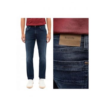 Blugi Barbati -  Washington - Straight Fit - Talie Medie - Fermoar - Lungqfwqw - 5 Buzunare - Bumbac - Elastan - Albastru - Albastru