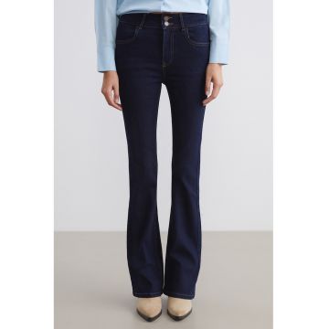 Blugi bootcut cu talie medie - Albastru ultramarin