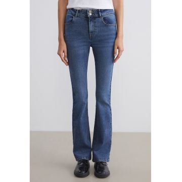 Blugi bootcut cu talie medie - Albastru