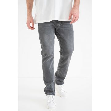 Blugi conici cu design cinci buzunare 708 - Gri inchis