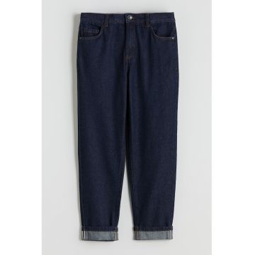 Blugi conici cu model uni - Bleumarin