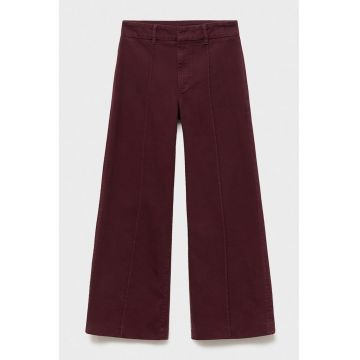 Blugi cu croiala ampla si model uni - Visiniu