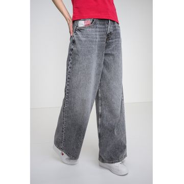 Blugi cu croiala ampla si nasturi Charlie - Gri melange