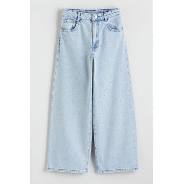 Blugi cu croiala ampla si talie ajustabila - Albastru deschis