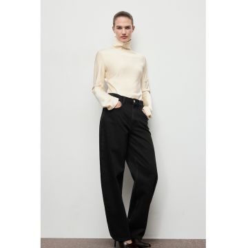 Blugi cu croiala ampla si talie inalta - Gri antracit