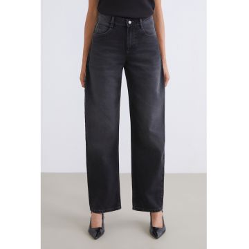 Blugi cu croiala ampla si talie inalta - Gri inchis