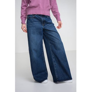 Blugi cu croiala ampla si talie joasa - Albastru melange