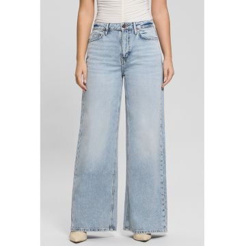 Blugi cu croiala ampla si talie medie - Albastru deschis