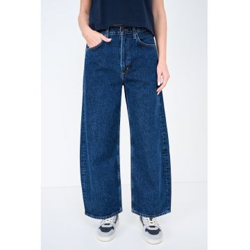 Blugi cu croiala ampla si talie medie - Bleumarin