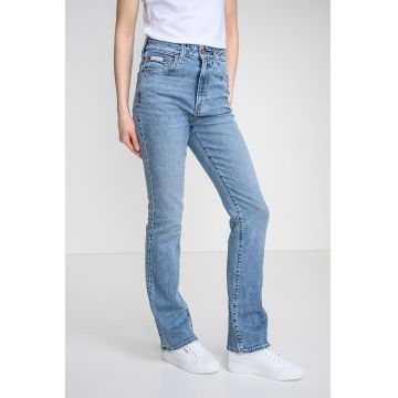 Blugi cu croiala bootcut si talie inalta - Albastru deschis melange