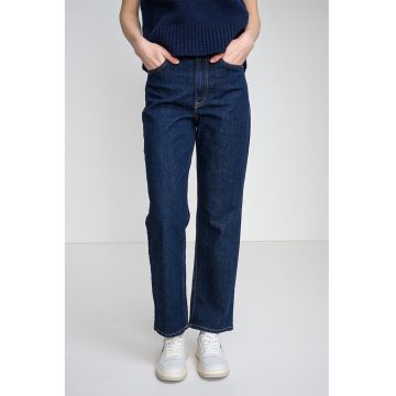 Blugi cu croiala dreapta si talie inalta Layla - Albastru indigo