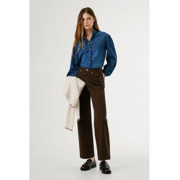 Blugi cu croiala dreapta si talie inalta Lexa - Maro inchis