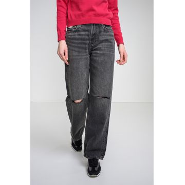 Blugi cu croiala dreapta si talie joasa - Gri melange